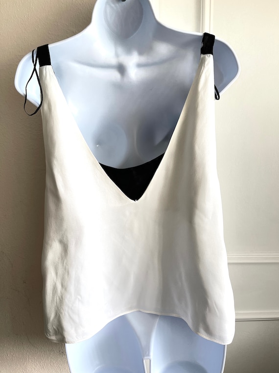 ZARA TRAFALUC Coleccion Tops Blusa de mujer blanca negra Blusa sin mangas de seda poliester saten talla M Regalo para ella Etsy Mexico