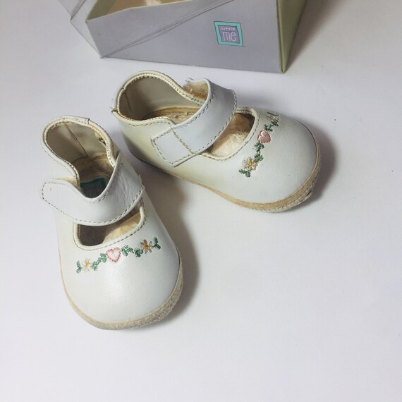 White genuine leather baby shoes Handmade white b… - image 3