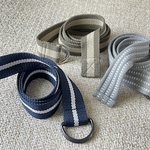 Lot of 3 men&#39;s belt Canvas woven belt Casual grey/khaki/blue belts S size