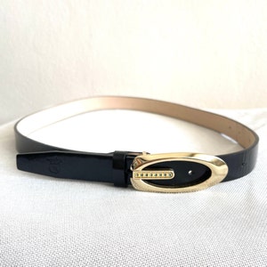 AUSTRALION Women's Belt Genuine leather belt Black real leather belt Gold/crystal plaque belt size L image 2