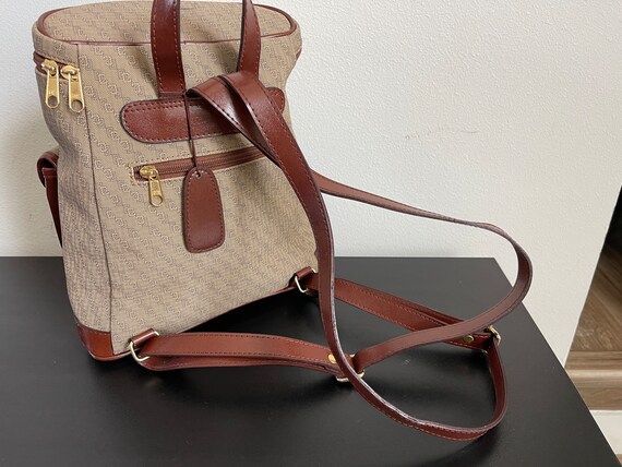 Brown backpack Leather/canvas girls backpack - image 5