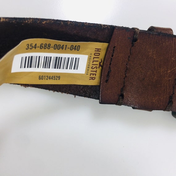 Men's belt Hollister Leather brown belt Genuine l… - image 3