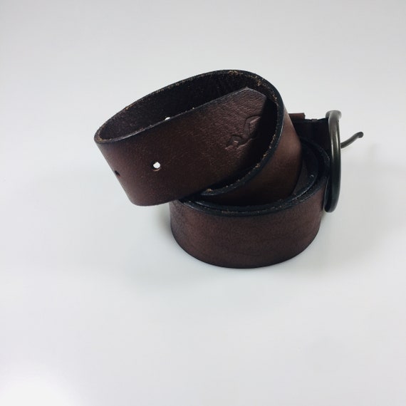 Men's belt Hollister Leather brown belt Genuine l… - image 4