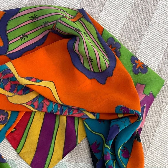 Silk Scarf Women's 100% silk multi color scarf Vi… - image 10