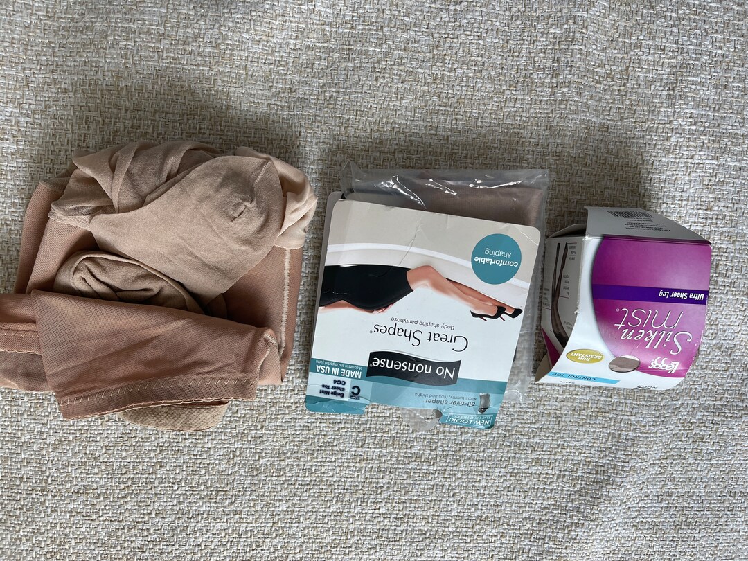 Brand New 3 Pantyhose, Great Shapes silken Mist Brown Size M Nylon