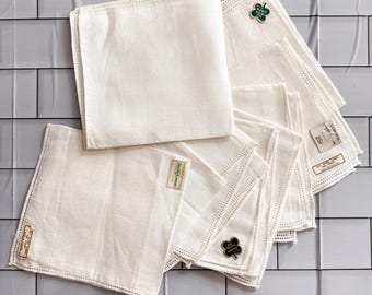 Vintage napkins IRISH Linen Set of 9 napkins S.S Kresge Co Stitch Dinner Napkins