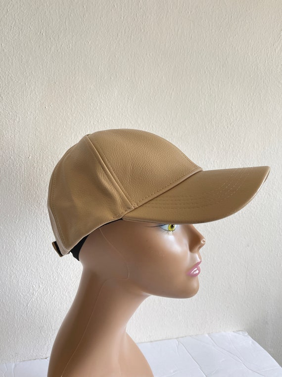 D&Y Men's Beige Leather Cap Casual Faux Leather C… - image 1