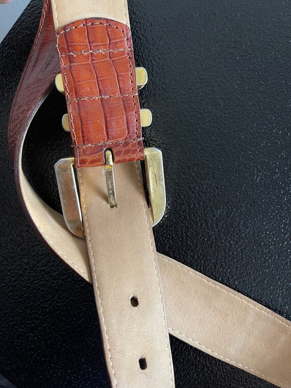 GALAPAGOS Men's Belt Brown belt made in Italy Lea… - image 7