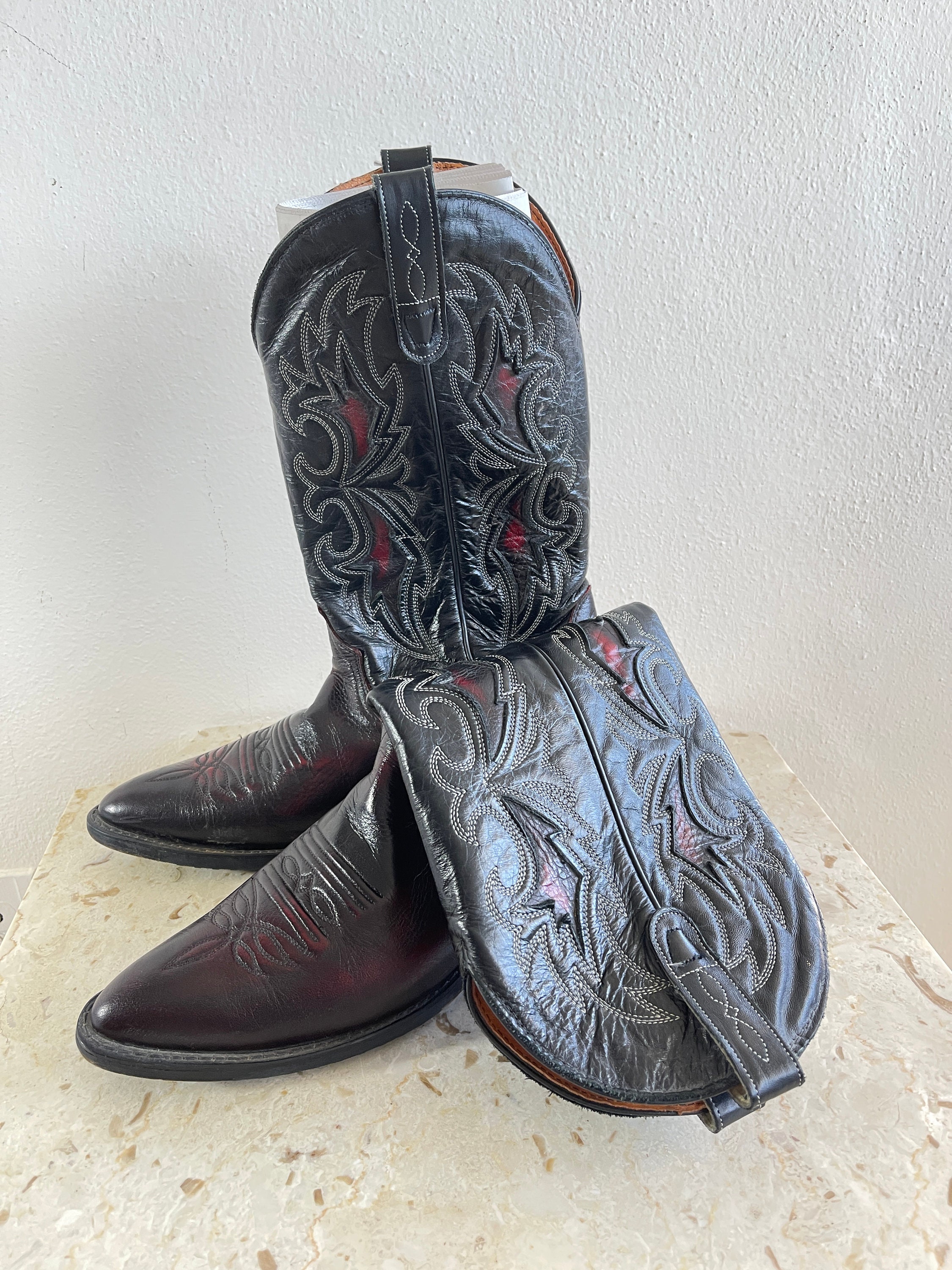 Cowboy Men\'s Boots J. Crisholm  Black leather Western Boots Men\'s shoes Cowboy Men main image 2