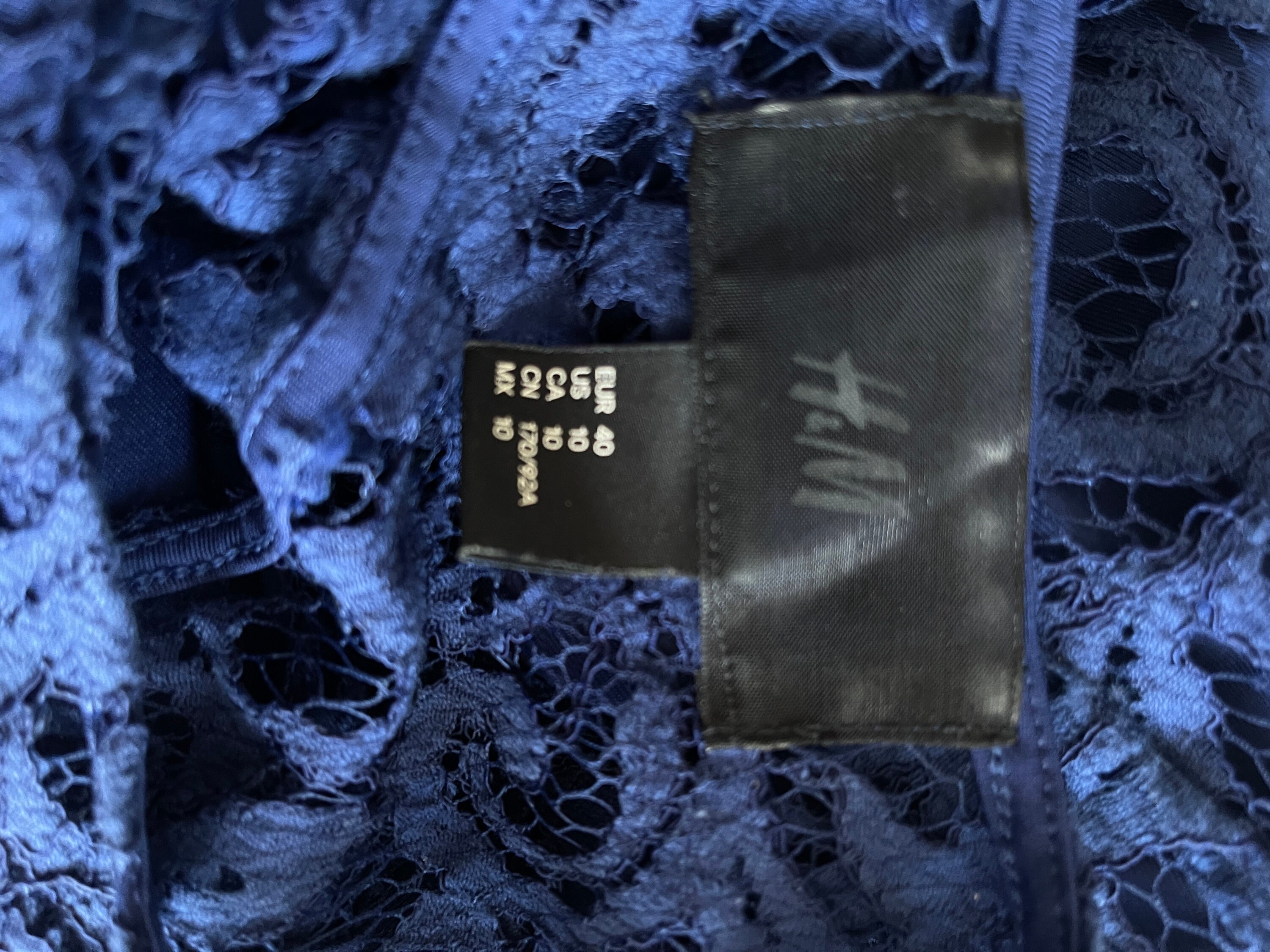 H&M Little Dress Dark Blue Guipure Lace Illusion Dress Women's Dress Size  10 Long Sleeve - Etsy