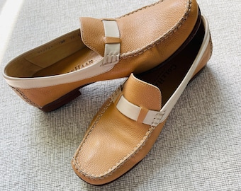 Cole Haan Slip On Shoes Closed toe tan/cream tone comfy flat size 7 1/5B women's loafer shoes