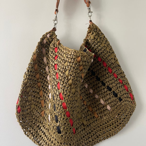 J.CREW shoulder bag Khaki multi color knitted shoulder bag