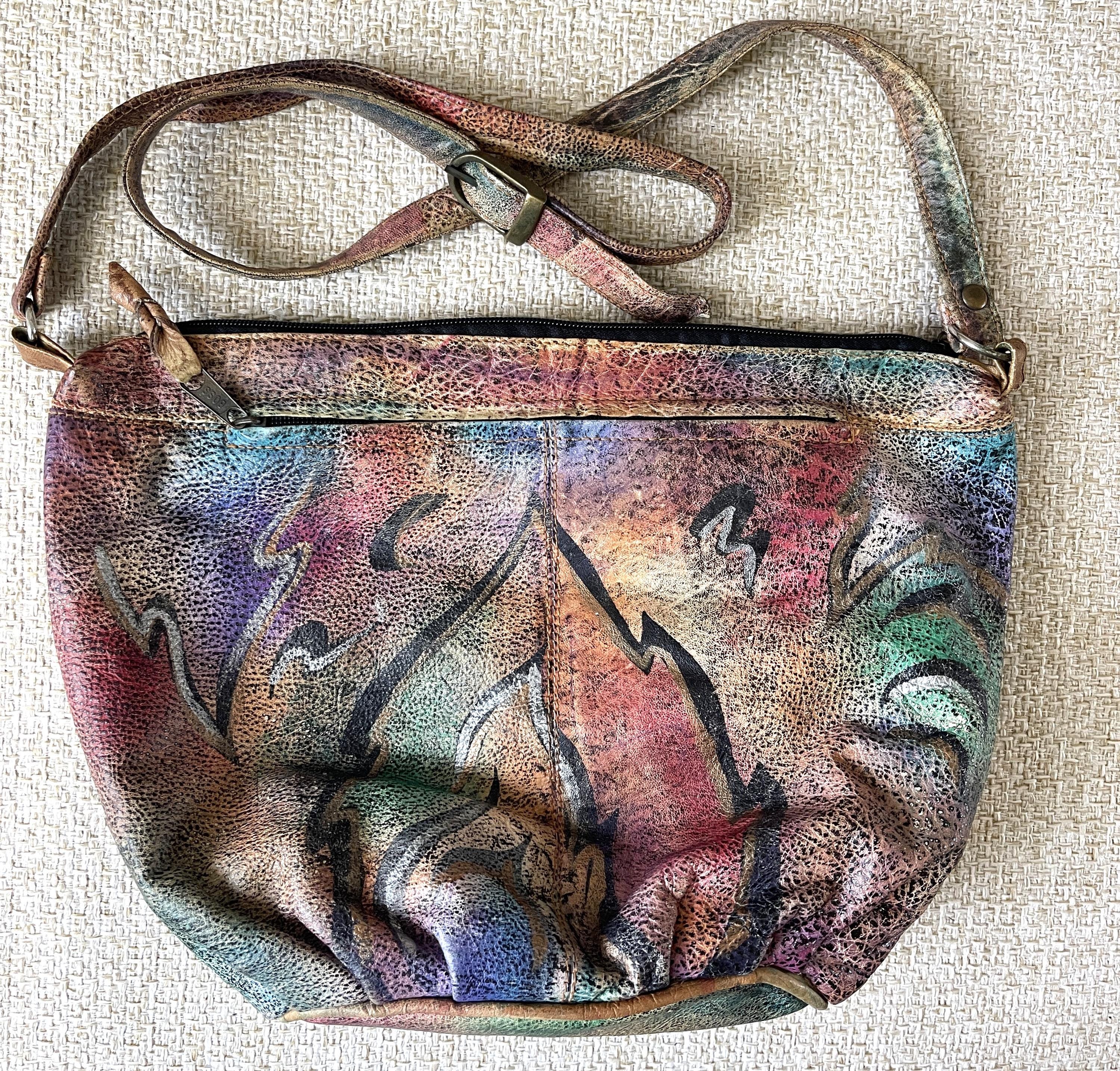 PALE JADE☆Pigment Vintage Pocket Bag Jade Sling Bag: hand painted evening bag for women in brown