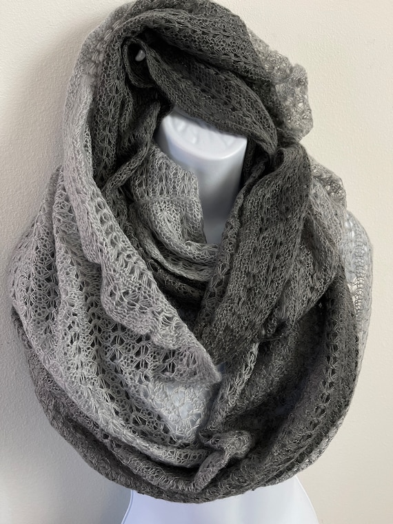 Women's scarf Handmade knitted scarf Large gray sc