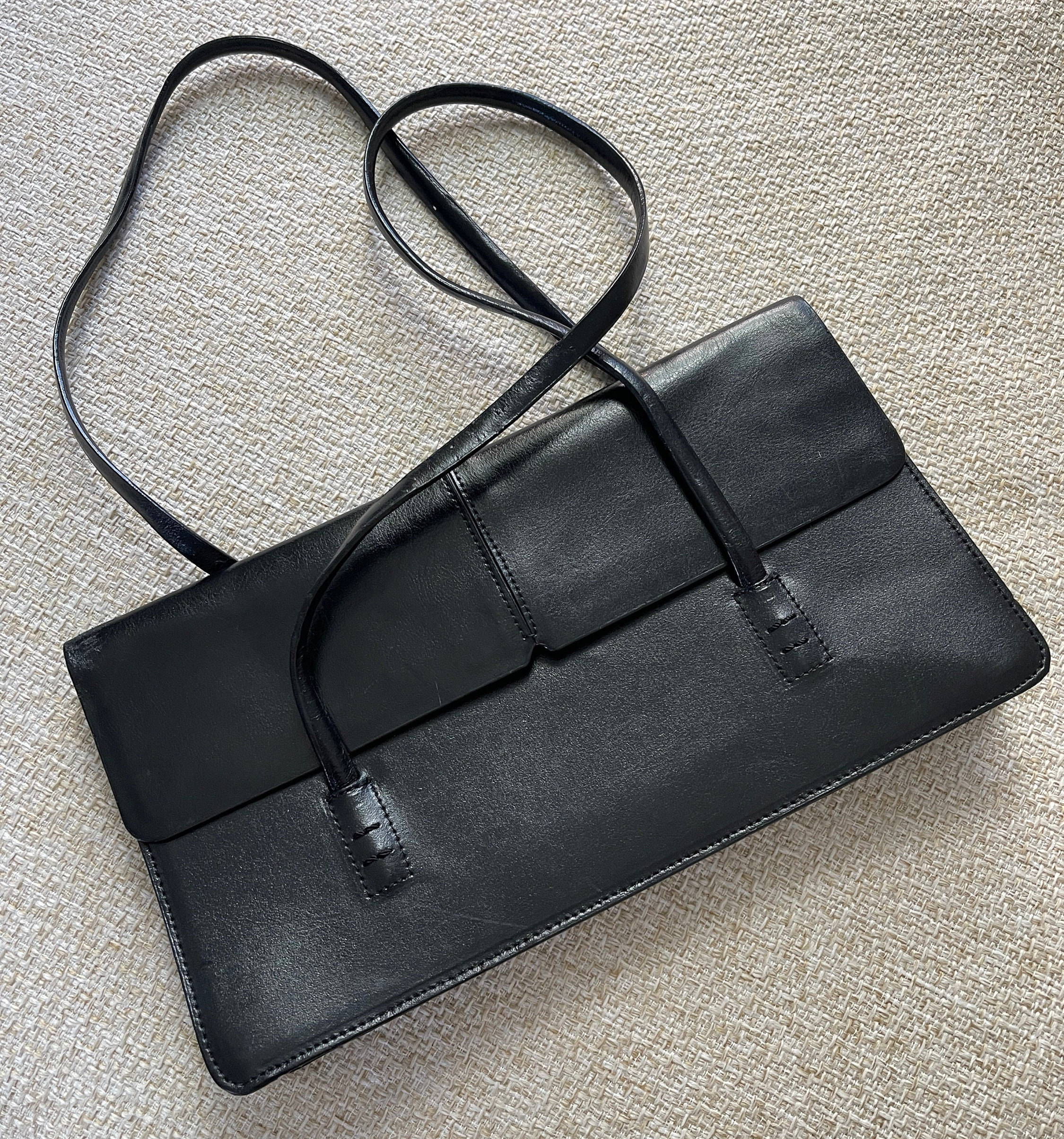 Vintage ALFANI Shoulder Bag Black Leather Hand Bag - Etsy, image size:2250x2410