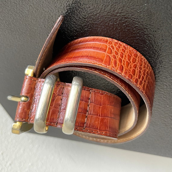 GALAPAGOS Men's Belt Brown belt made in Italy Lea… - image 9