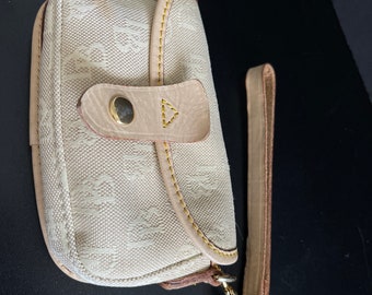 Vintage DOONEY&BOURKE Beige Canvas/Leather Wristlet Small Authentic Numbered Bag