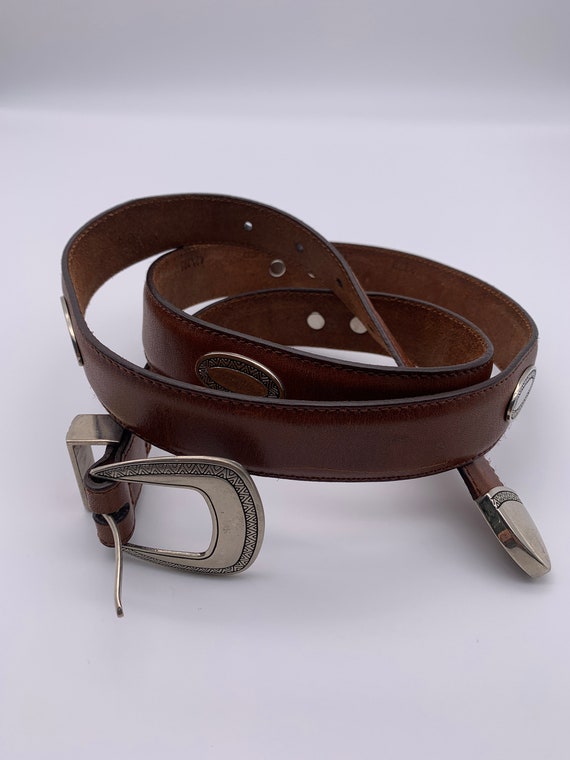 Men's belt Brown genuine leather belt Vintage bel… - image 5