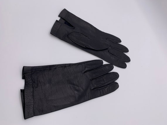 Women's gloves Vintage ladies gloves Black leathe… - image 5