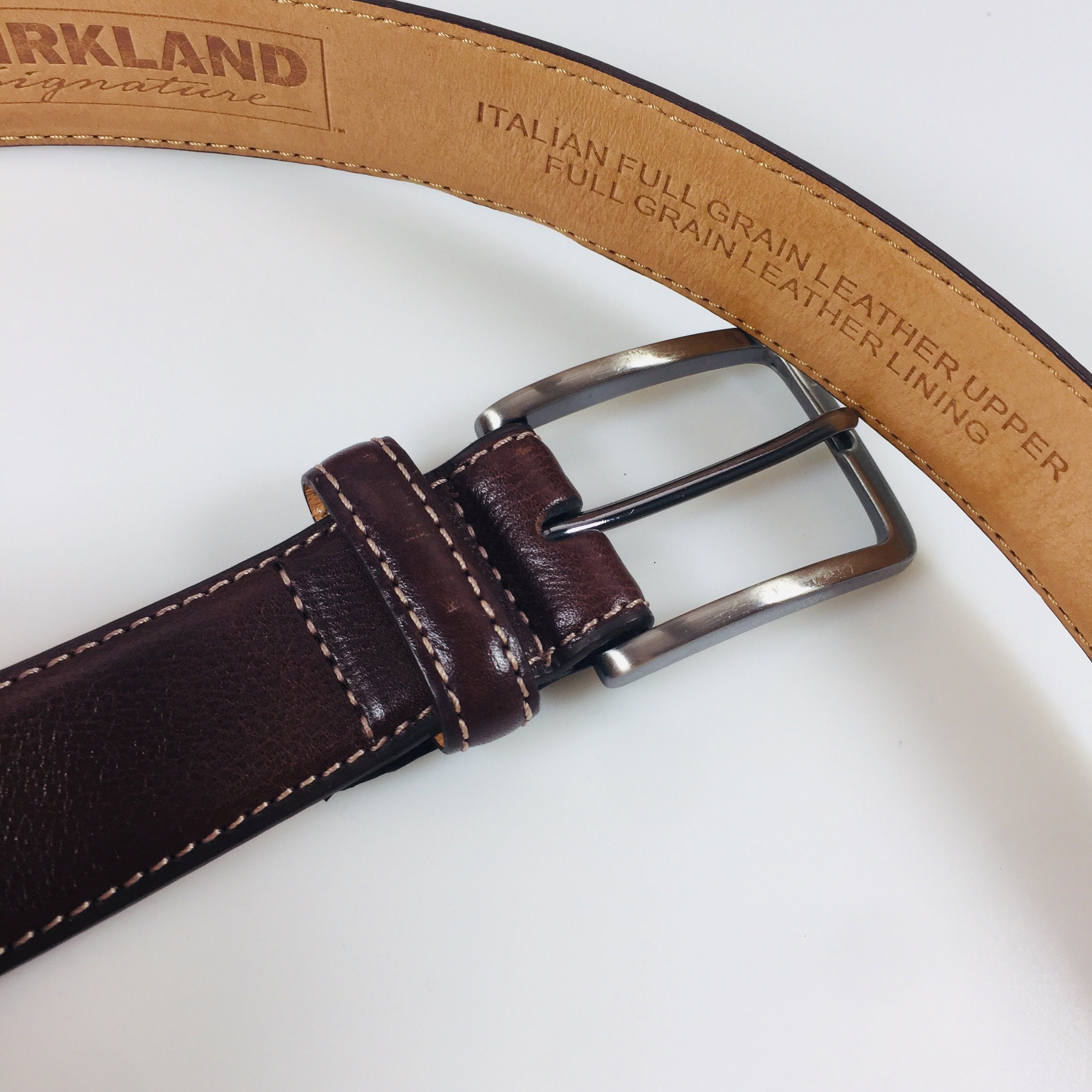 Kirkland Men's Belt Genuine Leather Belt Size 34 Vintage Etsy