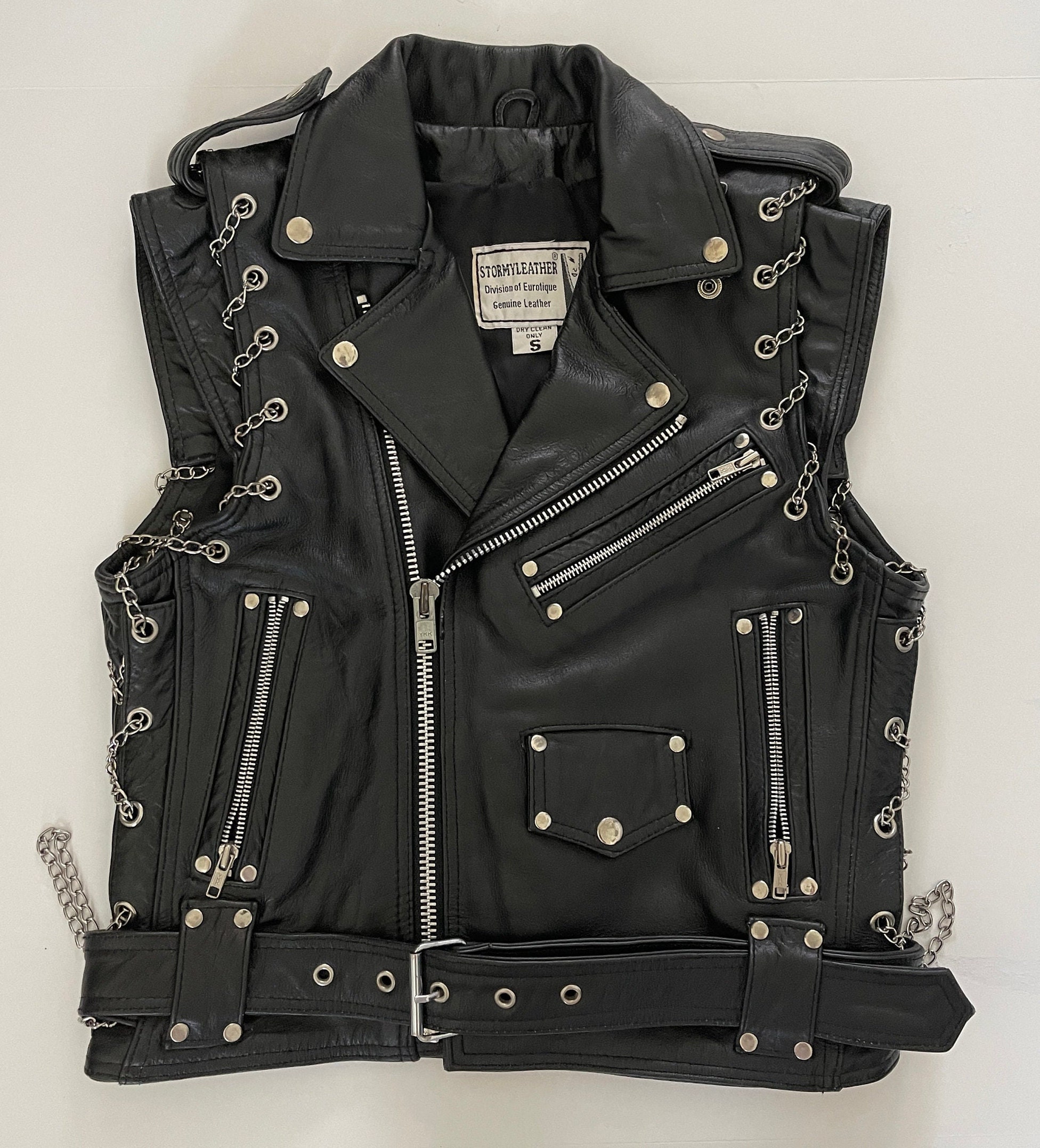 Sleeveless Biker Jacket Etsy