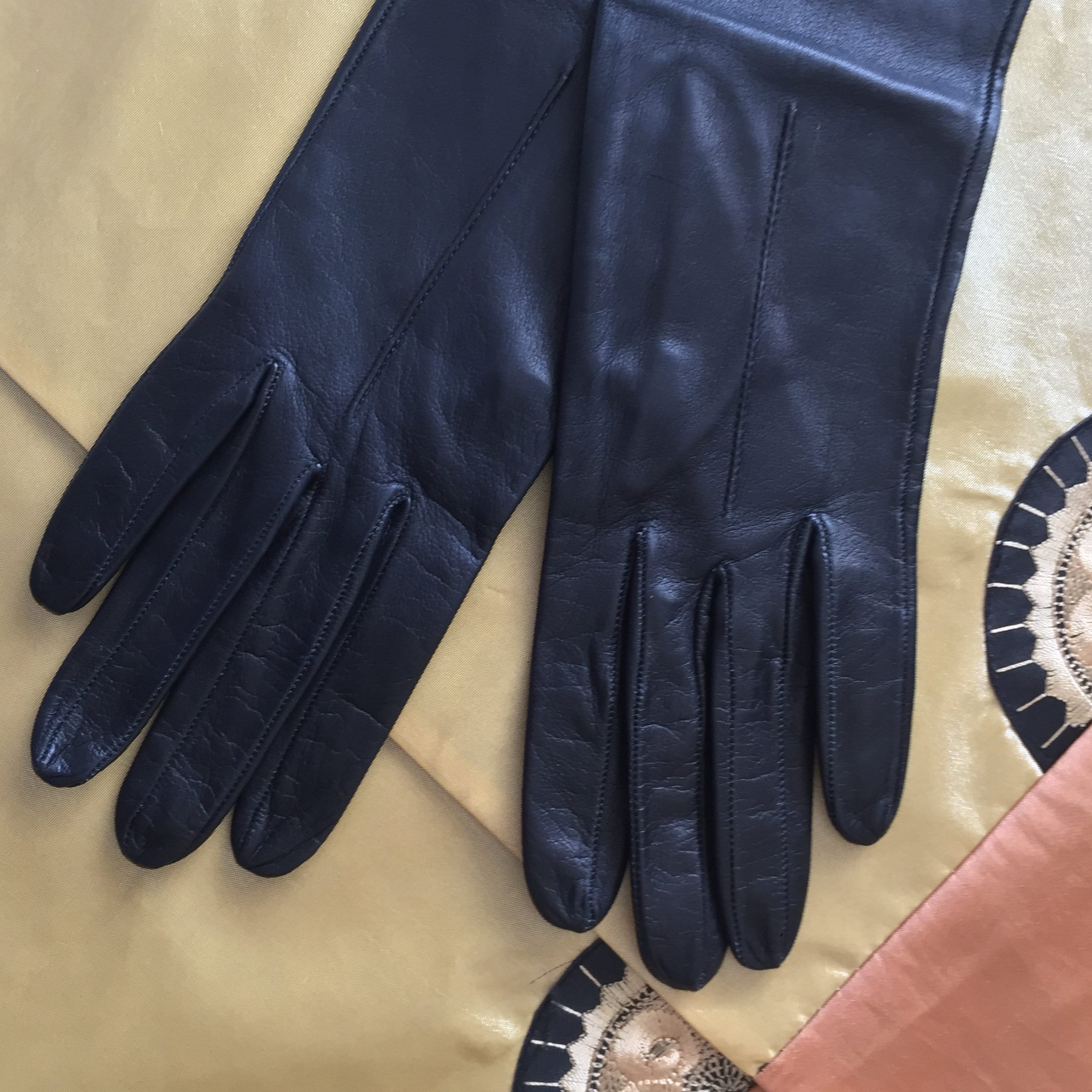 Vintage Long Leather Gloves, Made in London, Size 6 1/2