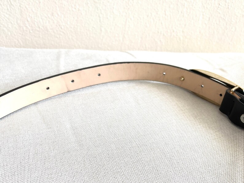 AUSTRALION Women's Belt Genuine leather belt Black real leather belt Gold/crystal plaque belt size L image 4