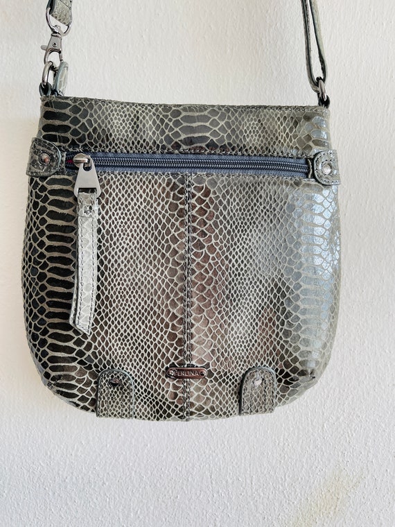 Perlina Crossbody Bag Green Gray Leather Shoulder Bag
