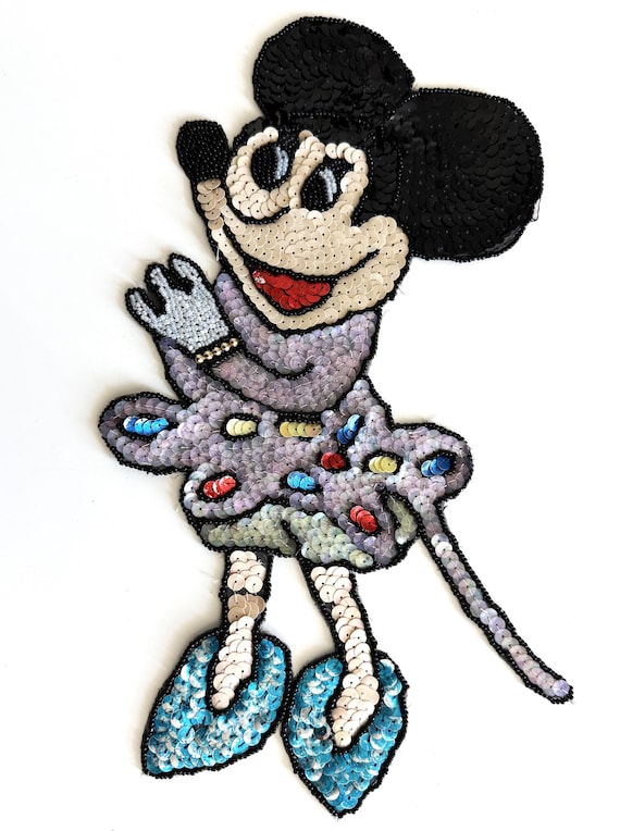 Mickey Mouse Patch Applique Sequin Vintage Disney… - image 1