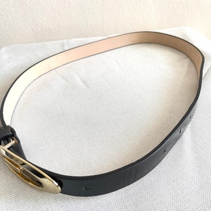 AUSTRALION Women's Belt Genuine leather belt Black real leather belt Gold/crystal plaque belt size L image 6