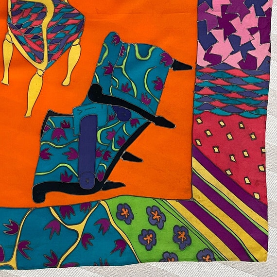 Silk Scarf Women's 100% silk multi color scarf Vi… - image 6