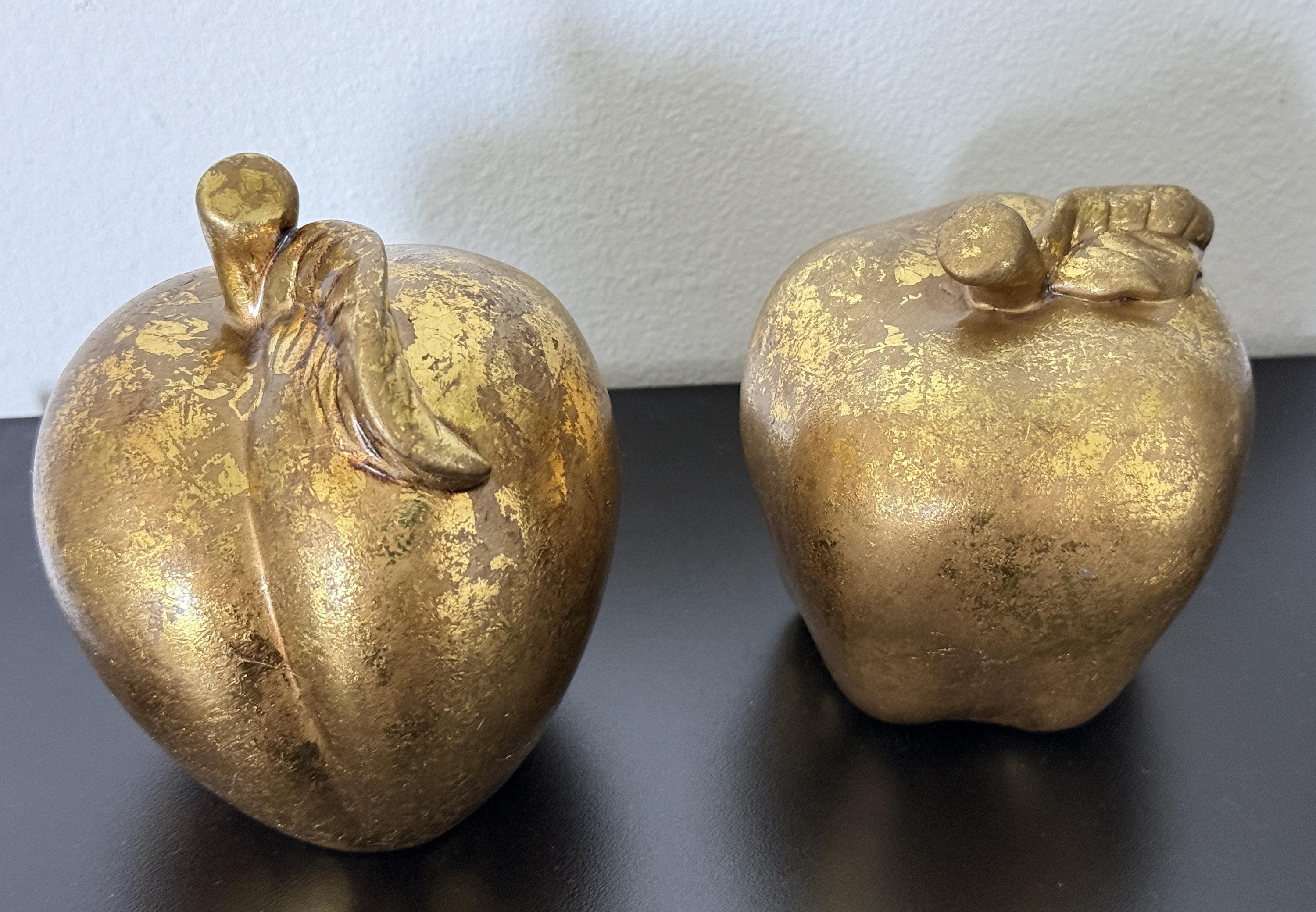 Set of 2 Vintage Golden Gilded Brass Apple/apricot Art Deco