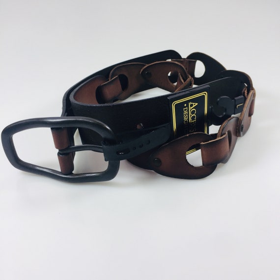 Men's belt Men's genuine brown leather belt size … - image 4