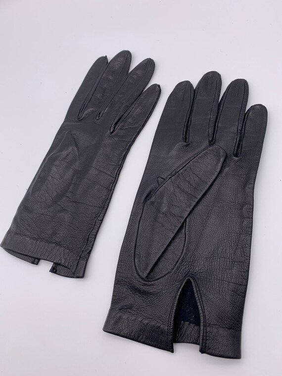 Women's gloves Vintage ladies gloves Black leathe… - image 3