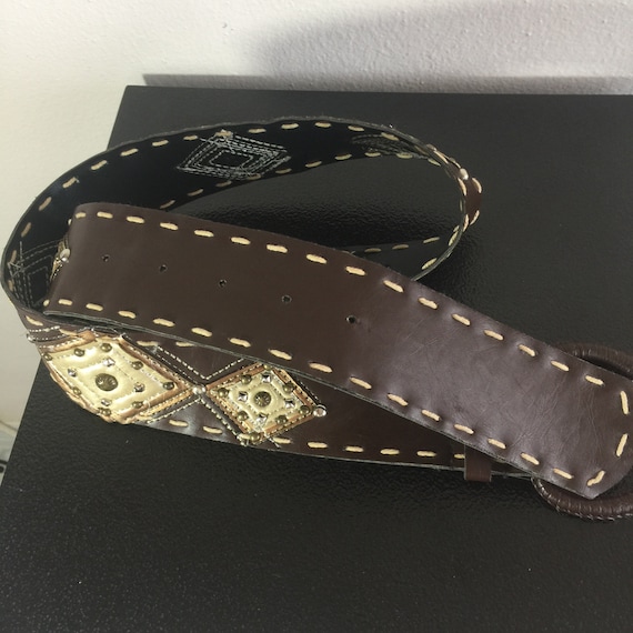 Brown leather belt Men's leather belt Vintage wes… - image 8