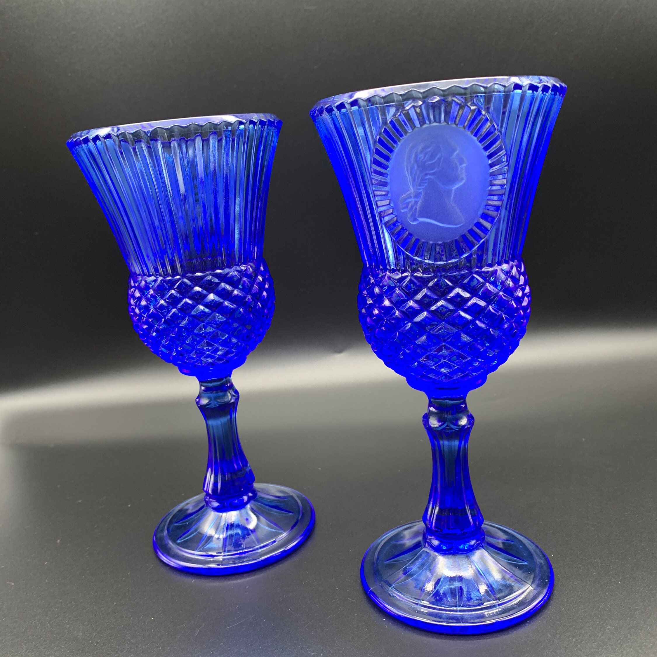 Vintage Blue Glasses Cobalt Glasses Washington Avon Wine - Etsy
