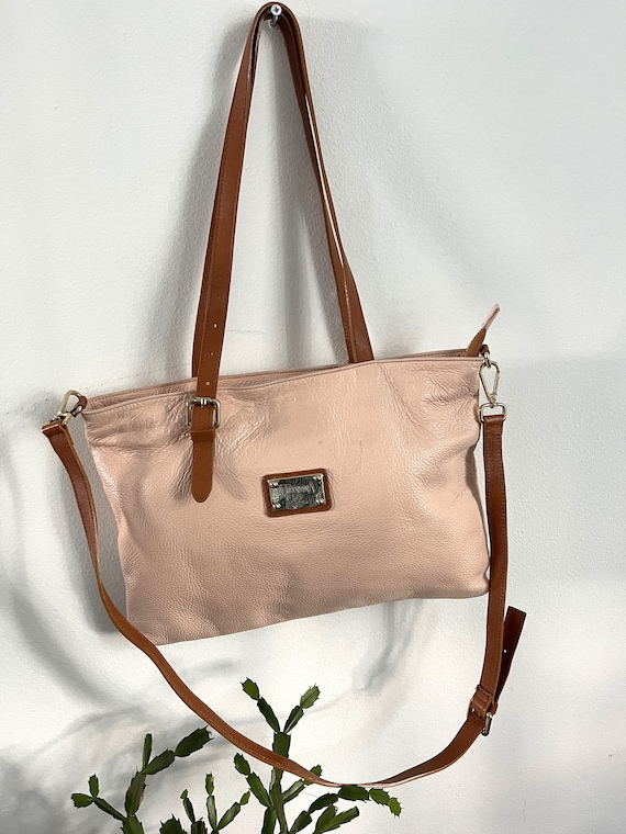 VALENTINA Shoulder Bag Pink leather tote bag made… - image 4