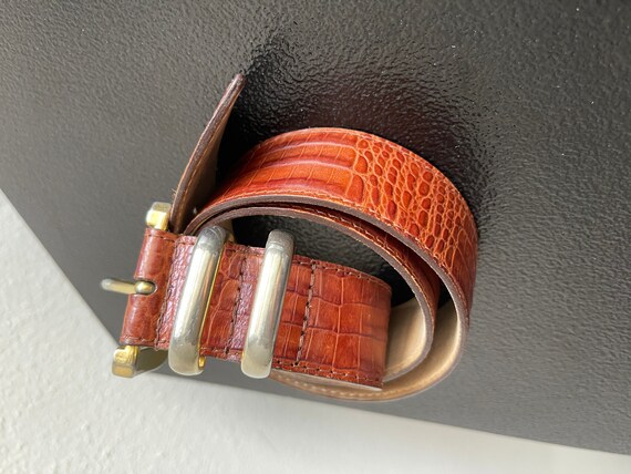 GALAPAGOS Men's Belt Brown belt made in Italy Lea… - image 6