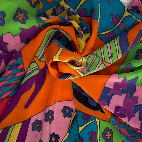 Silk Scarf Women's 100% silk multi color scarf Vi… - image 7