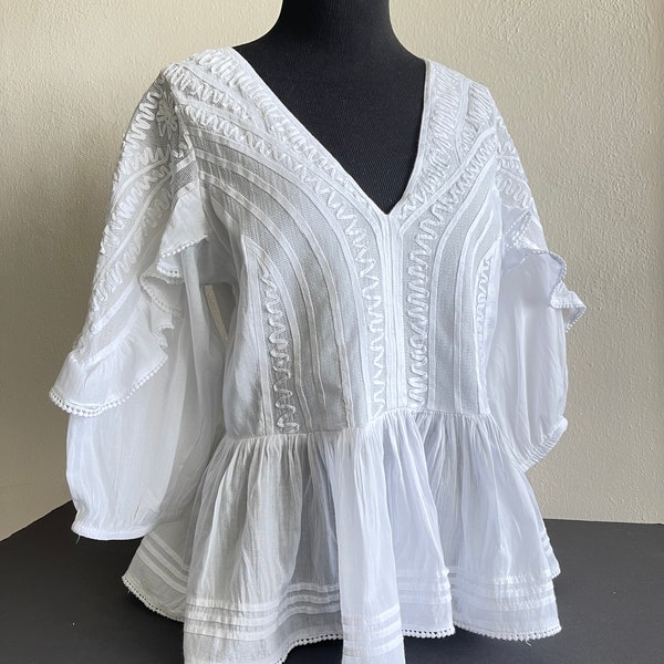 SFERA COLLECTION blouse Women's white cotton blouse size M with half sleeves