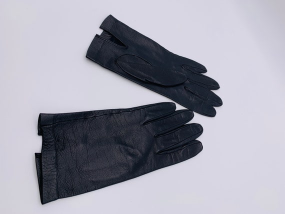 Women's gloves Vintage ladies gloves Black leathe… - image 4