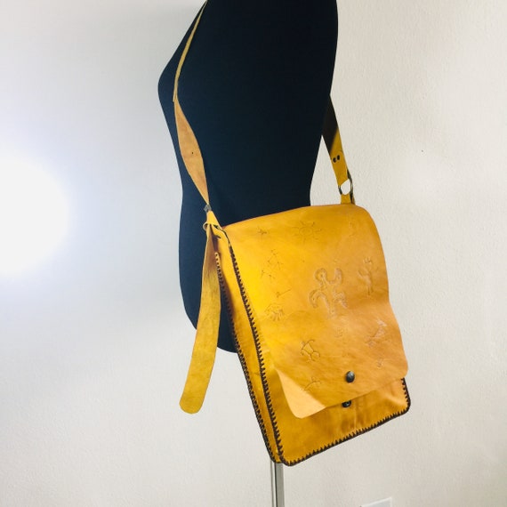 Orange shoulder bag Leather crossbody bag Hand ma… - image 2