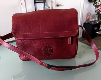 Terrida Dark Red Leather Shoulder Bag – Made in Italy Crossbody Laptop Bag