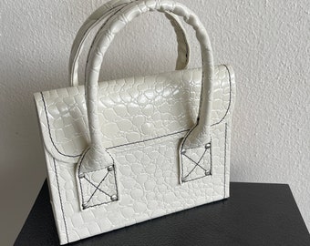 Case for documents Hand bag for documents White leather small bag case