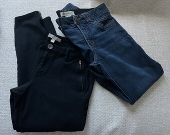 2 women's jeans Dark blue Democracy size 8 and black Banana Republic size 10 mid-rise stretch skinny jeans