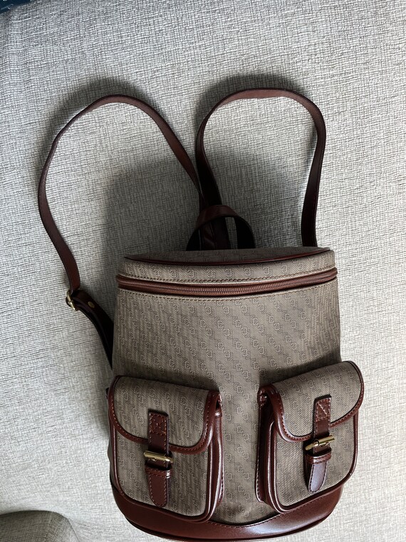 Brown backpack Leather/canvas girls backpack - image 7