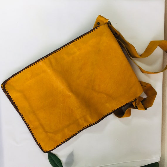 Orange shoulder bag Leather crossbody bag Hand ma… - image 6