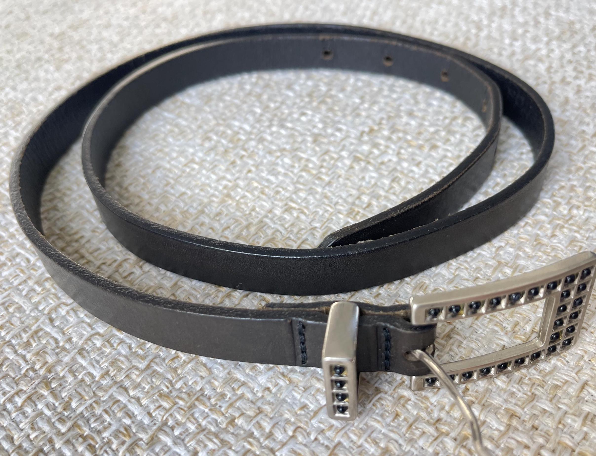 Albatros leather belt black silver sz XL italy Men main image 2