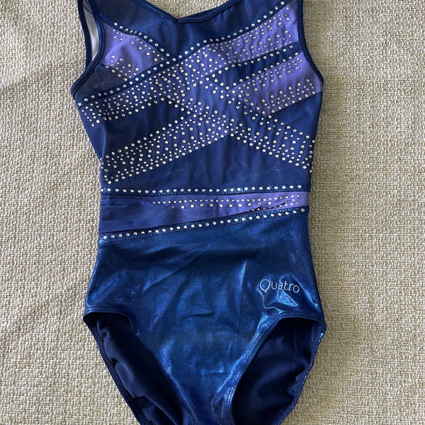 QUATRO Gymnastics Leotard Navy swimwear for girls Size ASM Blue crystal swimsuit Sparkly swimsuit Ballet suit Girls dance swimwear Size ASM