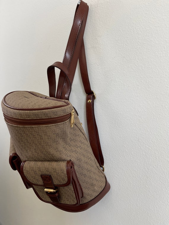 Brown backpack Leather/canvas girls backpack - image 3